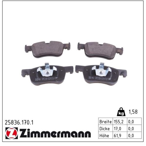 ZIMMERMANN 25836.170.1 Bremsbelagsatz, Scheibenbremse