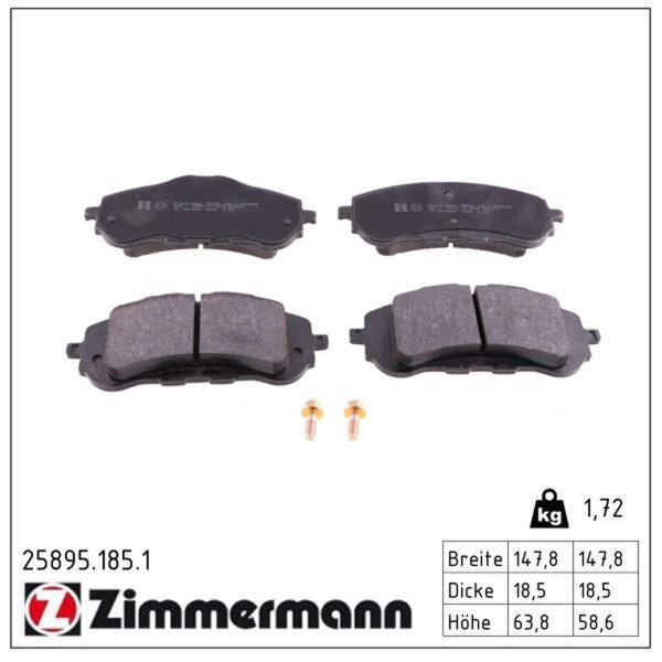 ZIMMERMANN 25895.185.1 Bremsbelagsatz, Scheibenbremse