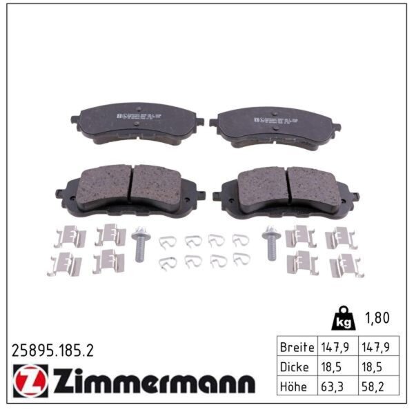 ZIMMERMANN 25895.185.2 Bremsbelagsatz, Scheibenbremse