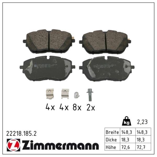 ZIMMERMANN 22218.185.2 Bremsbelagsatz, Scheibenbremse