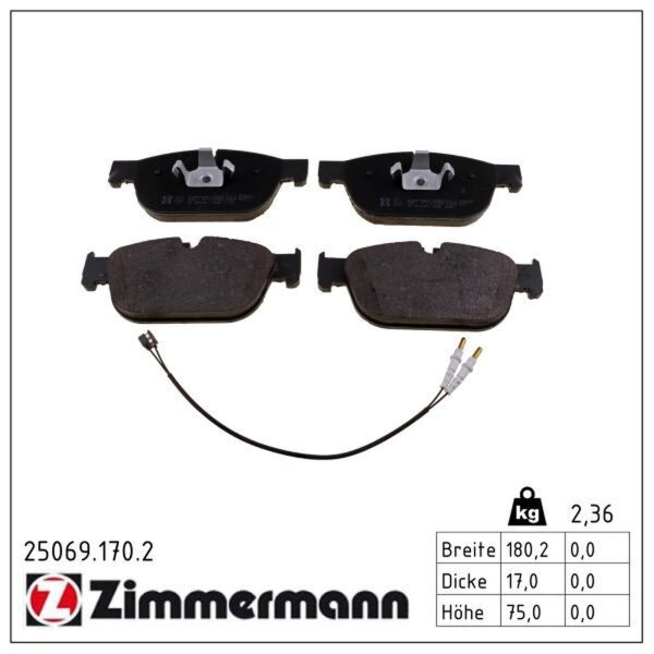 ZIMMERMANN 25069.170.2 Bremsbelagsatz, Scheibenbremse