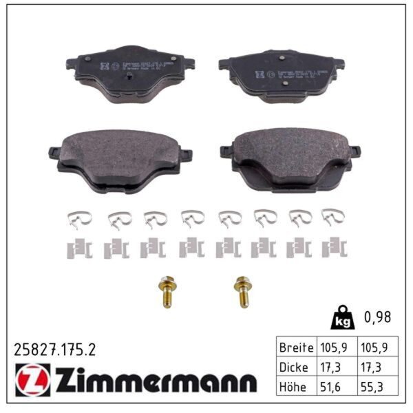 ZIMMERMANN 25827.175.2 Bremsbelagsatz, Scheibenbremse