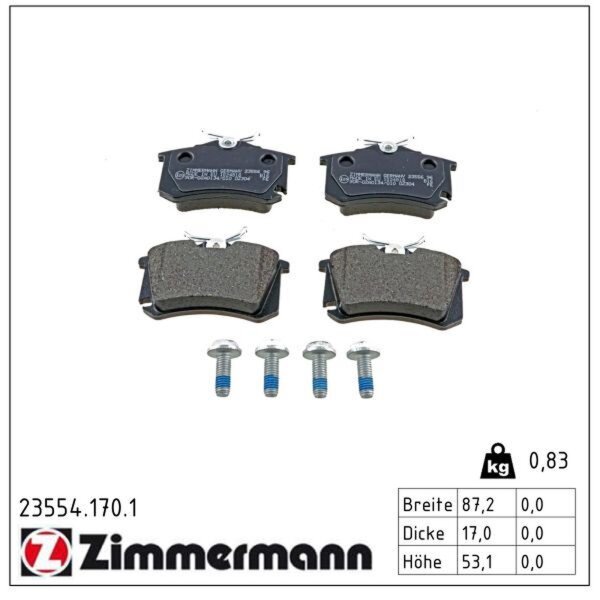 ZIMMERMANN 23554.170.1 Bremsbelagsatz, Scheibenbremse