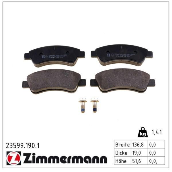 ZIMMERMANN 23599.190.1 Bremsbelagsatz, Scheibenbremse