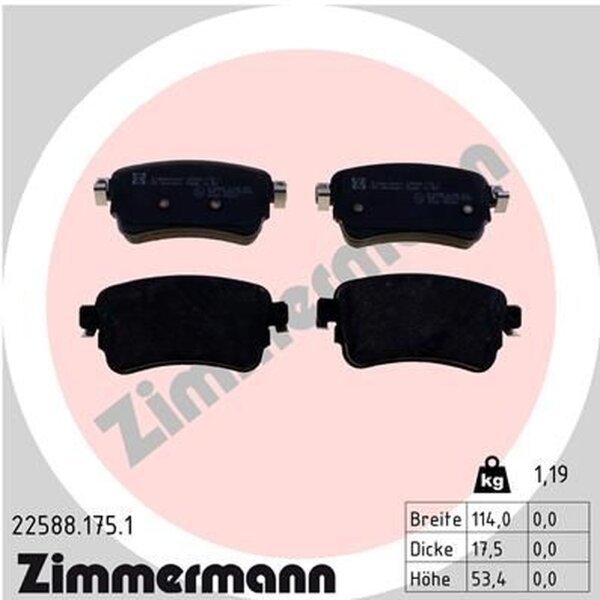 ZIMMERMANN 22588.175.1 Bremsbelagsatz, Scheibenbremse