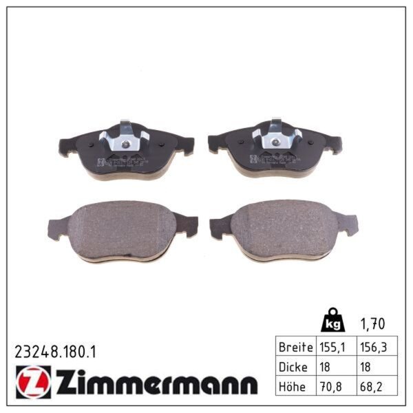 ZIMMERMANN 23248.180.1 Bremsbelagsatz, Scheibenbremse