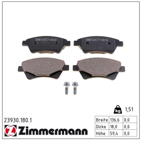 ZIMMERMANN 23930.180.1 Bremsbelagsatz, Scheibenbremse