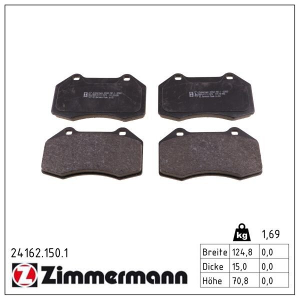 ZIMMERMANN 24162.150.1 Bremsbelagsatz, Scheibenbremse