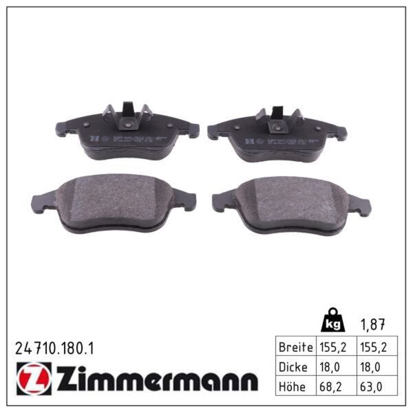 ZIMMERMANN 24710.180.1 Bremsbelagsatz, Scheibenbremse