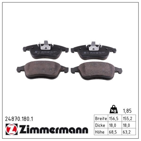 ZIMMERMANN 24870.180.1 Bremsbelagsatz, Scheibenbremse