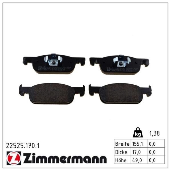 ZIMMERMANN 22525.170.1 Bremsbelagsatz, Scheibenbremse