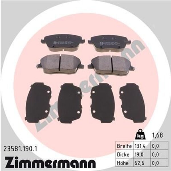ZIMMERMANN 23581.190.1 Bremsbelagsatz, Scheibenbremse