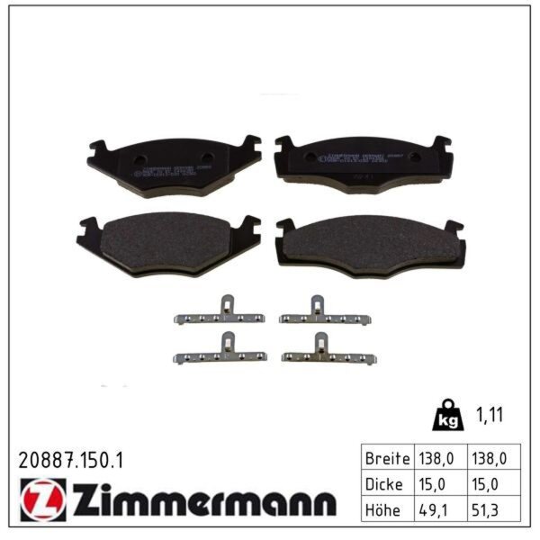 ZIMMERMANN 20887.150.1 Bremsbelagsatz, Scheibenbremse