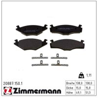 ZIMMERMANN 20887.150.1 Bremsbelagsatz, Scheibenbremse