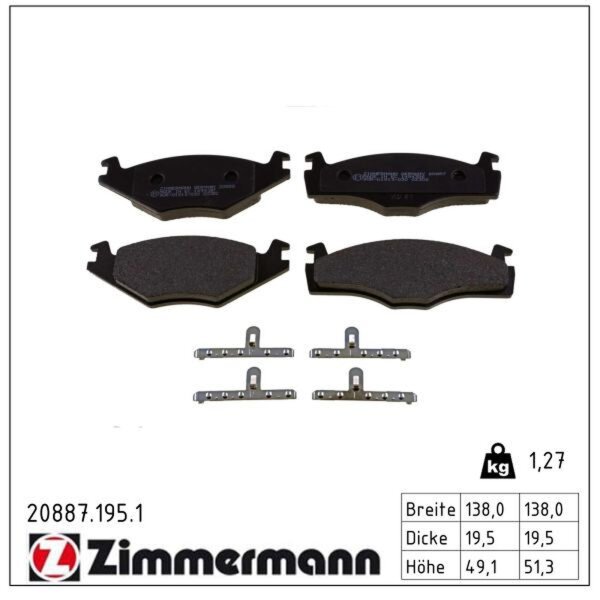 ZIMMERMANN 20887.195.1 Bremsbelagsatz, Scheibenbremse