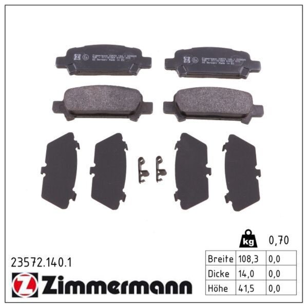ZIMMERMANN 23572.140.1 Bremsbelagsatz, Scheibenbremse
