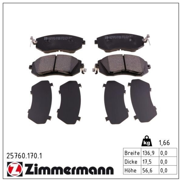 ZIMMERMANN 25760.170.1 Bremsbelagsatz, Scheibenbremse