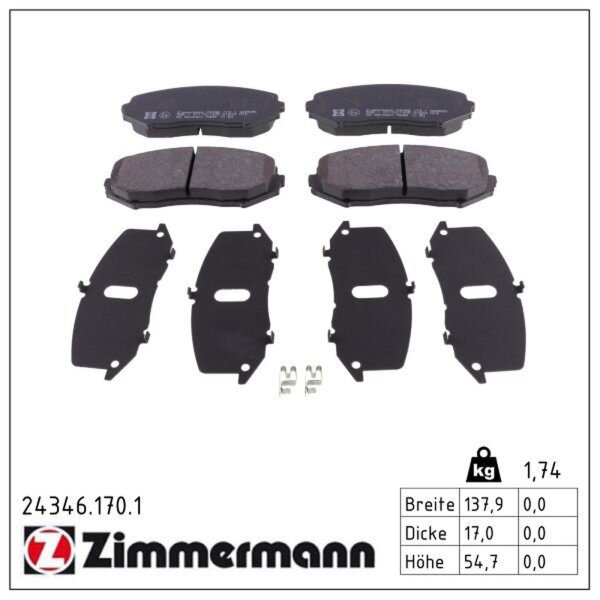 ZIMMERMANN 24346.170.1 Bremsbelagsatz, Scheibenbremse