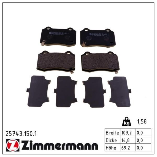 ZIMMERMANN 25743.150.1 Bremsbelagsatz, Scheibenbremse