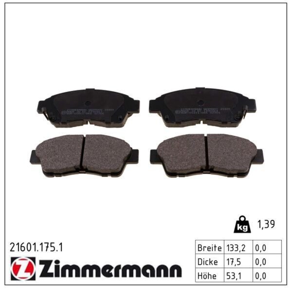 ZIMMERMANN 21601.175.1 Bremsbelagsatz, Scheibenbremse