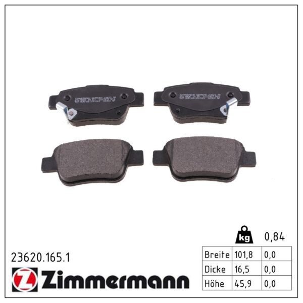 ZIMMERMANN 23620.165.1 Bremsbelagsatz, Scheibenbremse
