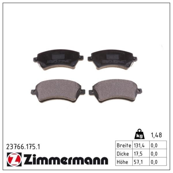 ZIMMERMANN 23766.175.1 Bremsbelagsatz, Scheibenbremse