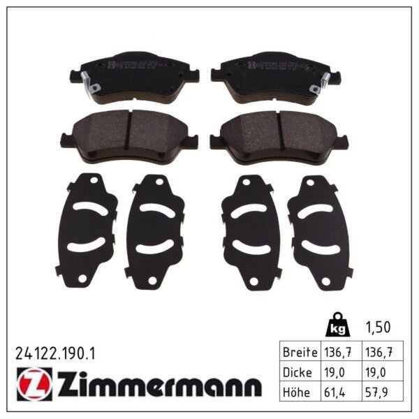 ZIMMERMANN 24122.190.1 Bremsbelagsatz, Scheibenbremse
