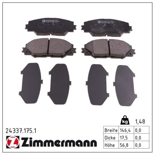 ZIMMERMANN 24337.175.1 Bremsbelagsatz, Scheibenbremse