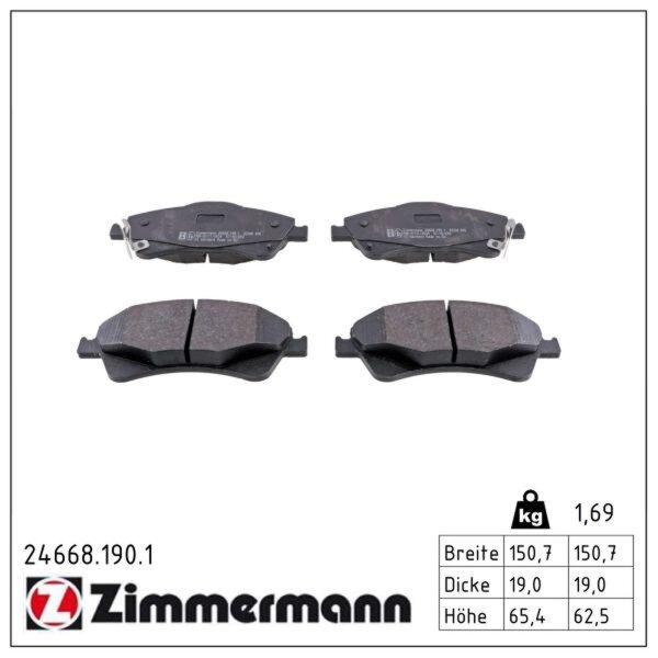 ZIMMERMANN 24668.190.1 Bremsbelagsatz, Scheibenbremse