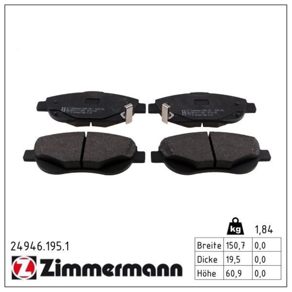 ZIMMERMANN 24946.195.1 Bremsbelagsatz, Scheibenbremse