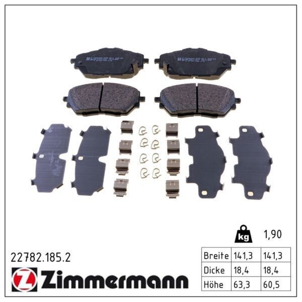 ZIMMERMANN 22782.185.2 Bremsbelagsatz, Scheibenbremse