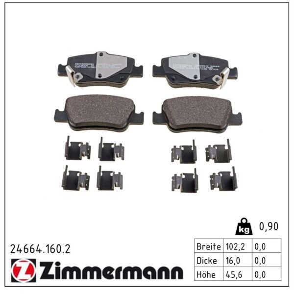 ZIMMERMANN 24664.160.2 Bremsbelagsatz, Scheibenbremse