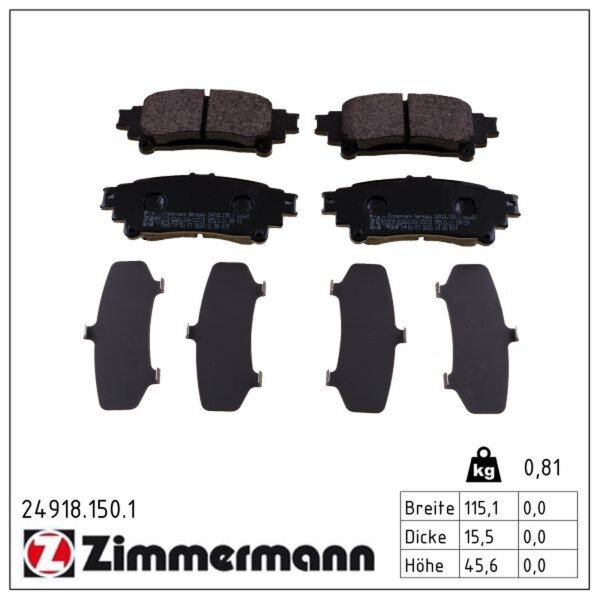 ZIMMERMANN 24918.150.1 Bremsbelagsatz, Scheibenbremse