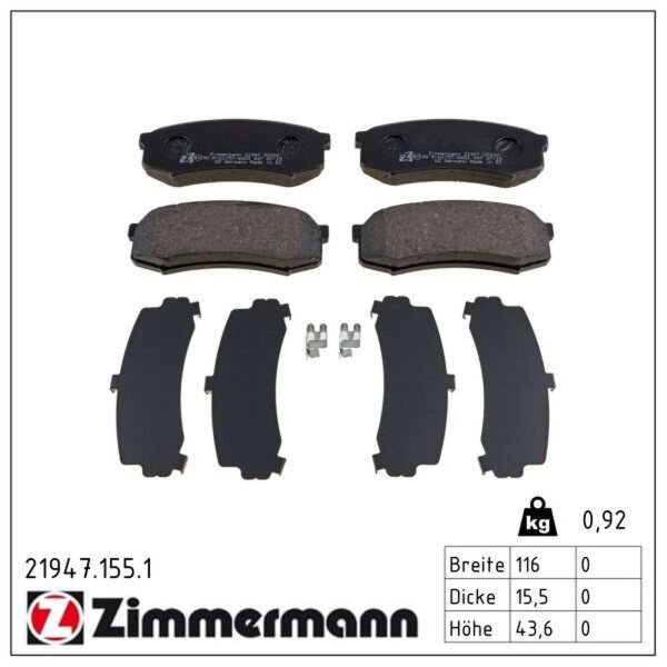 ZIMMERMANN 21947.155.1 Bremsbelagsatz, Scheibenbremse