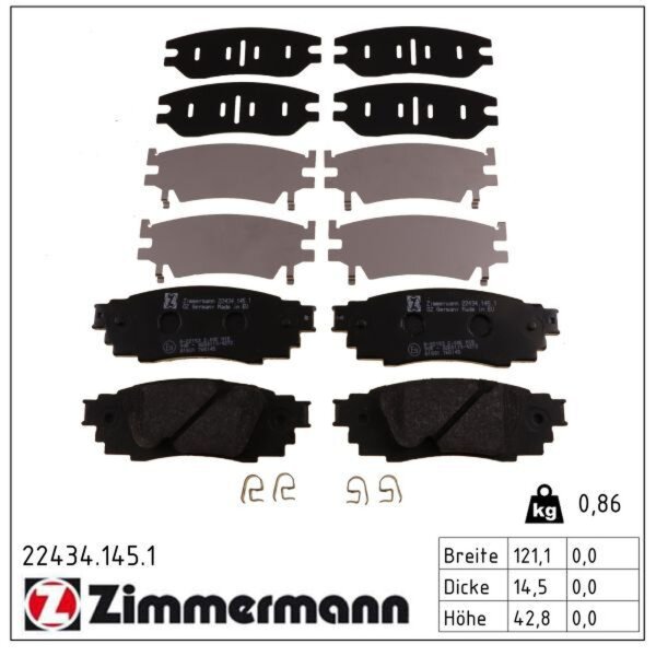 ZIMMERMANN 22434.145.1 Bremsbelagsatz, Scheibenbremse