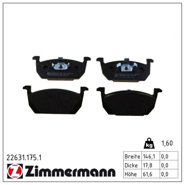 ZIMMERMANN 22631.175.1 Bremsbelagsatz, Scheibenbremse