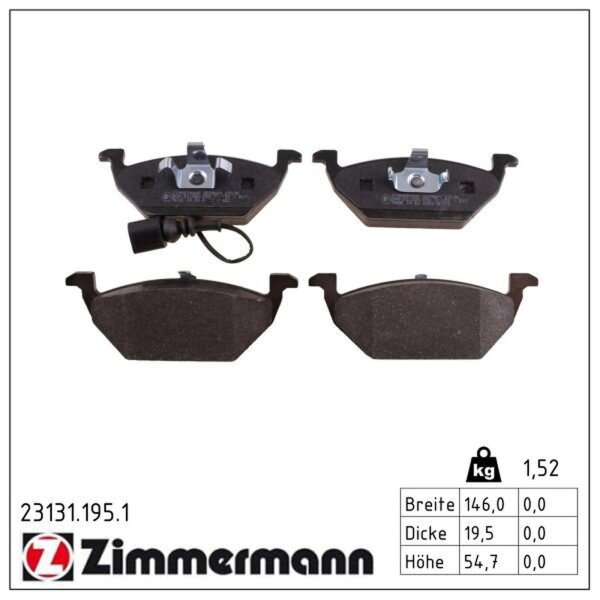 ZIMMERMANN 23131.195.1 Bremsbelagsatz, Scheibenbremse