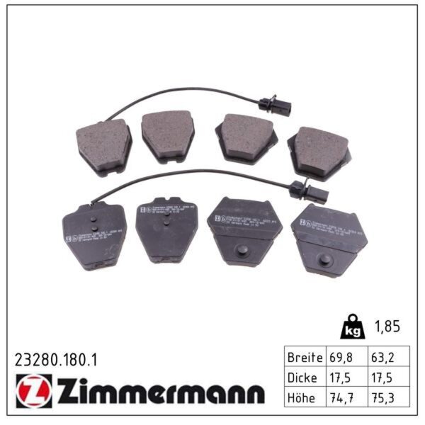 ZIMMERMANN 23280.180.1 Bremsbelagsatz, Scheibenbremse