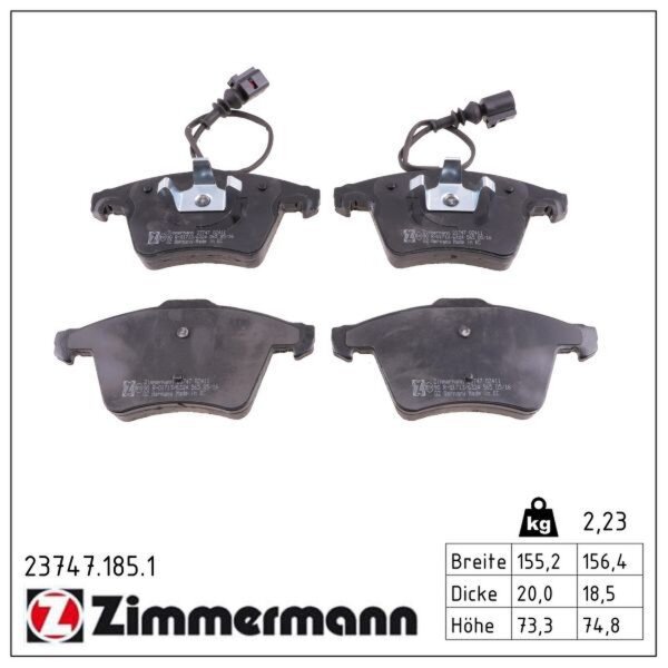 ZIMMERMANN 23747.185.1 Bremsbelagsatz, Scheibenbremse