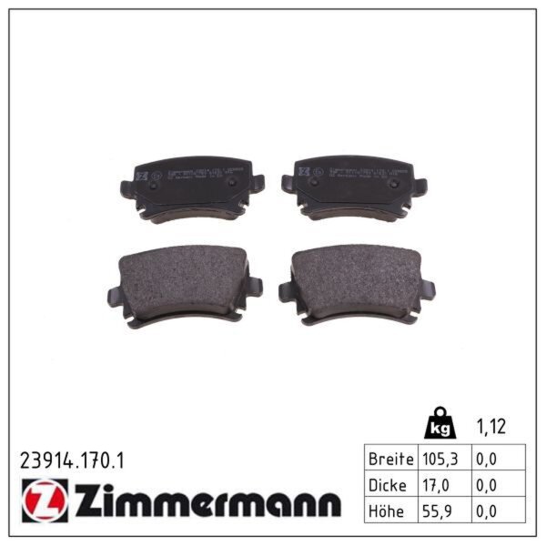 ZIMMERMANN 23914.170.1 Bremsbelagsatz, Scheibenbremse