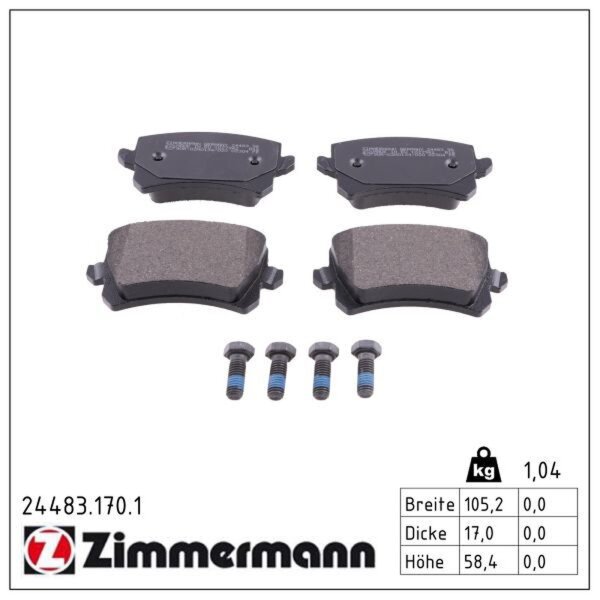 ZIMMERMANN 24483.170.1 Bremsbelagsatz, Scheibenbremse