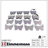 ZIMMERMANN 24888.170.2 Bremsbelagsatz, Scheibenbremse