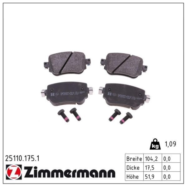 ZIMMERMANN 25110.175.1 Bremsbelagsatz, Scheibenbremse