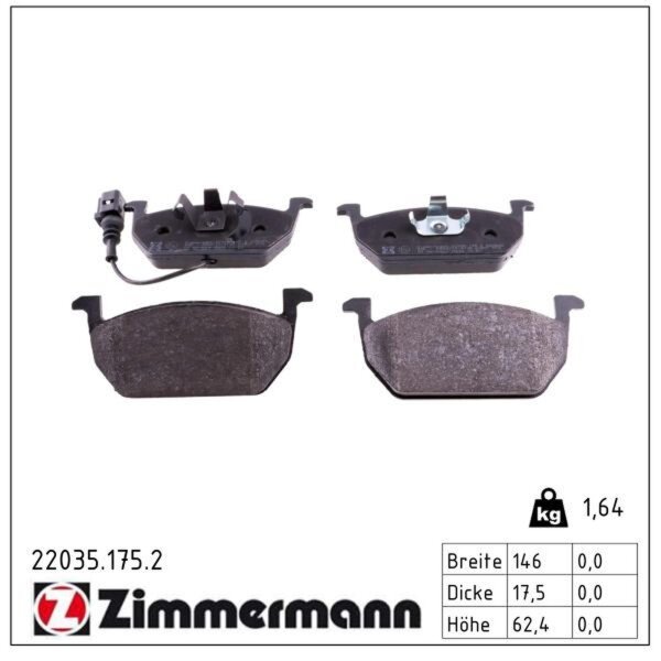 ZIMMERMANN 22035.175.2 Bremsbelagsatz, Scheibenbremse