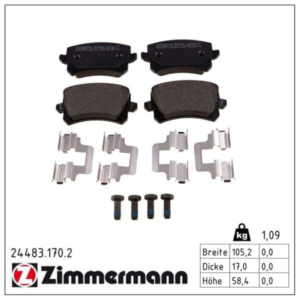 ZIMMERMANN 24483.170.2 Bremsbelagsatz, Scheibenbremse