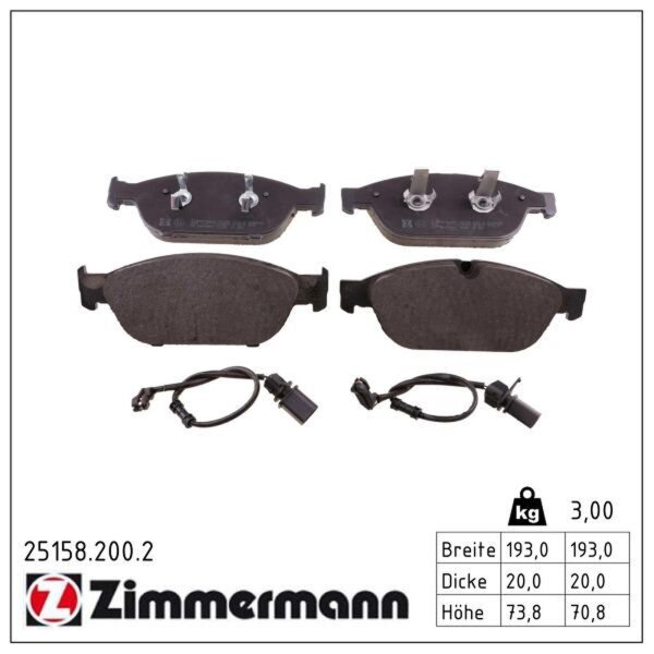 ZIMMERMANN 25158.200.2 Bremsbelagsatz, Scheibenbremse