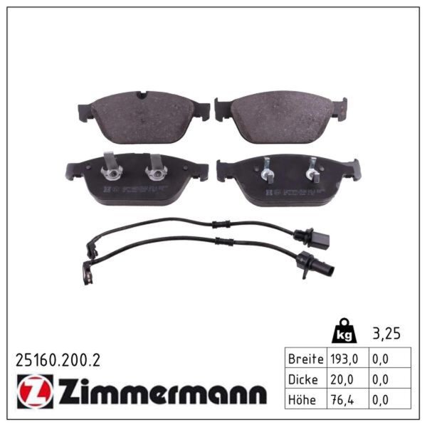 ZIMMERMANN 25160.200.2 Bremsbelagsatz, Scheibenbremse