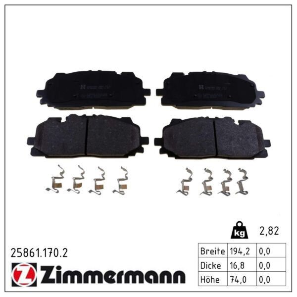 ZIMMERMANN 25861.170.2 Bremsbelagsatz, Scheibenbremse
