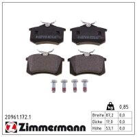 ZIMMERMANN 20961.172.1 Bremsbelagsatz, Scheibenbremse