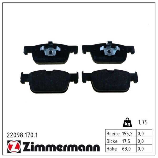 ZIMMERMANN 22098.170.1 Bremsbelagsatz, Scheibenbremse